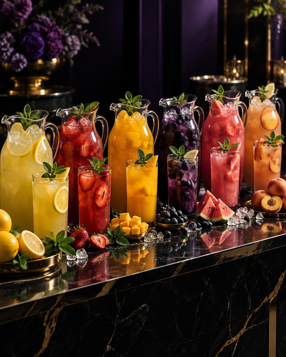Fresh lemonade bar with regular and flavored lemonades